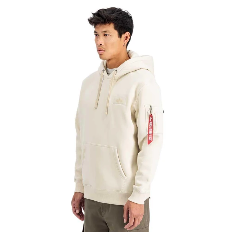 Alpha Industries Men's Back Print Hoodie Hooded Sweatshirt, Vintage White, XL