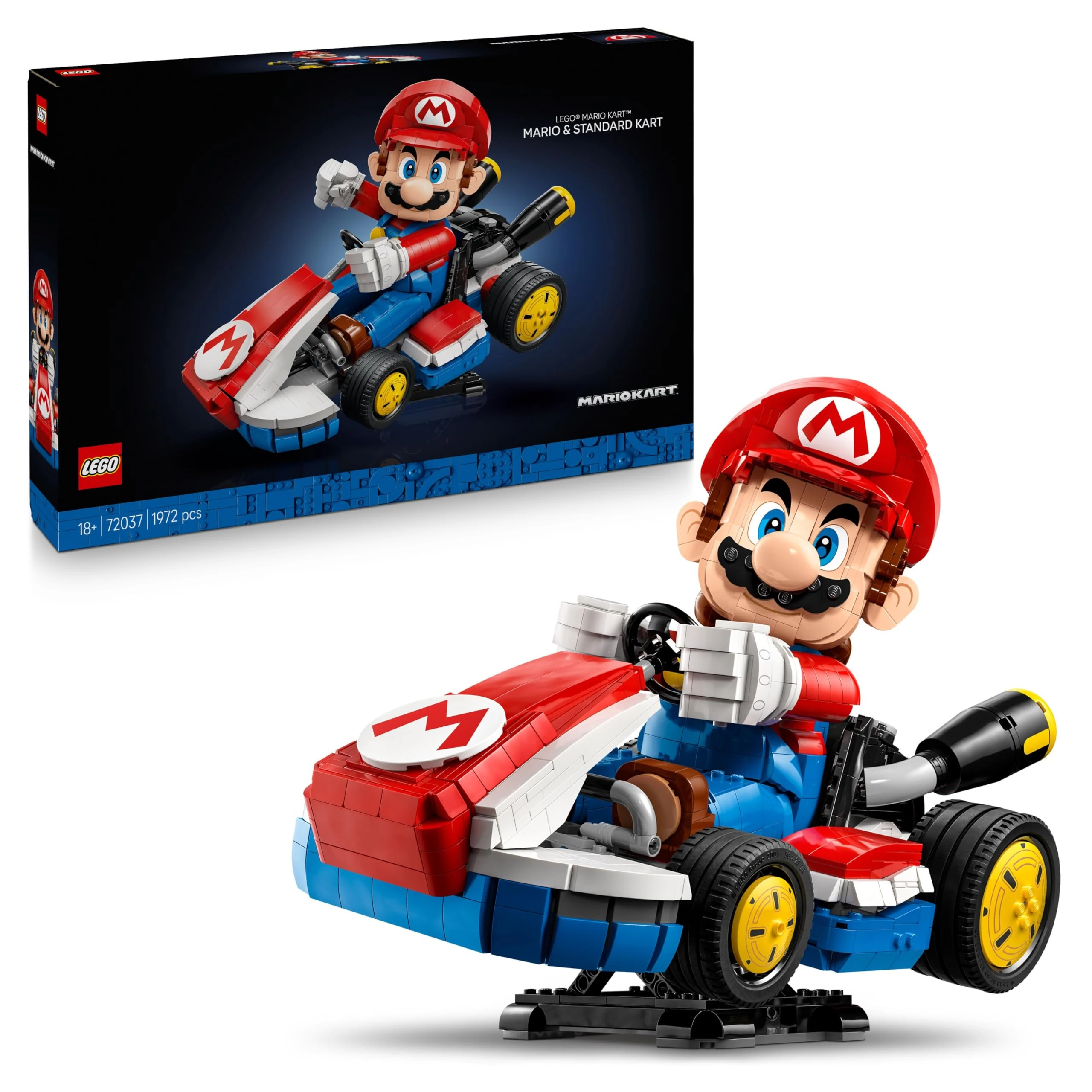 LEGO Mario Kart – Mario & Standard Kart - Nintendo Character Display Figure & Car Model Kit for Gaming Fans - 72037