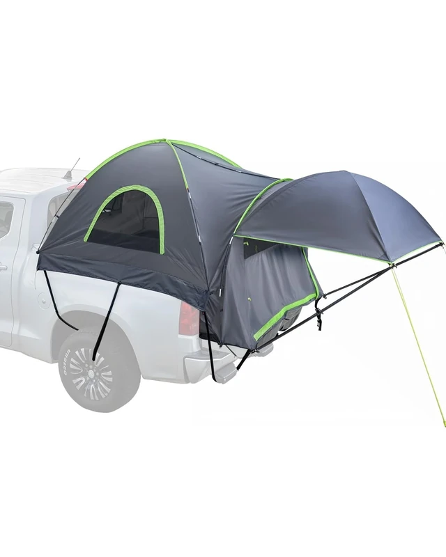 VEVOR Fits 5.5-6.0 ft Camping, Waterproof PU2000 mm 2-3 Person Sleeping Tent, Sturdy Truck Bed Camper Shell with Expandable Awning, Rainfly, Storage Bag, Grey, 2300 x 1750 x 1700 mm