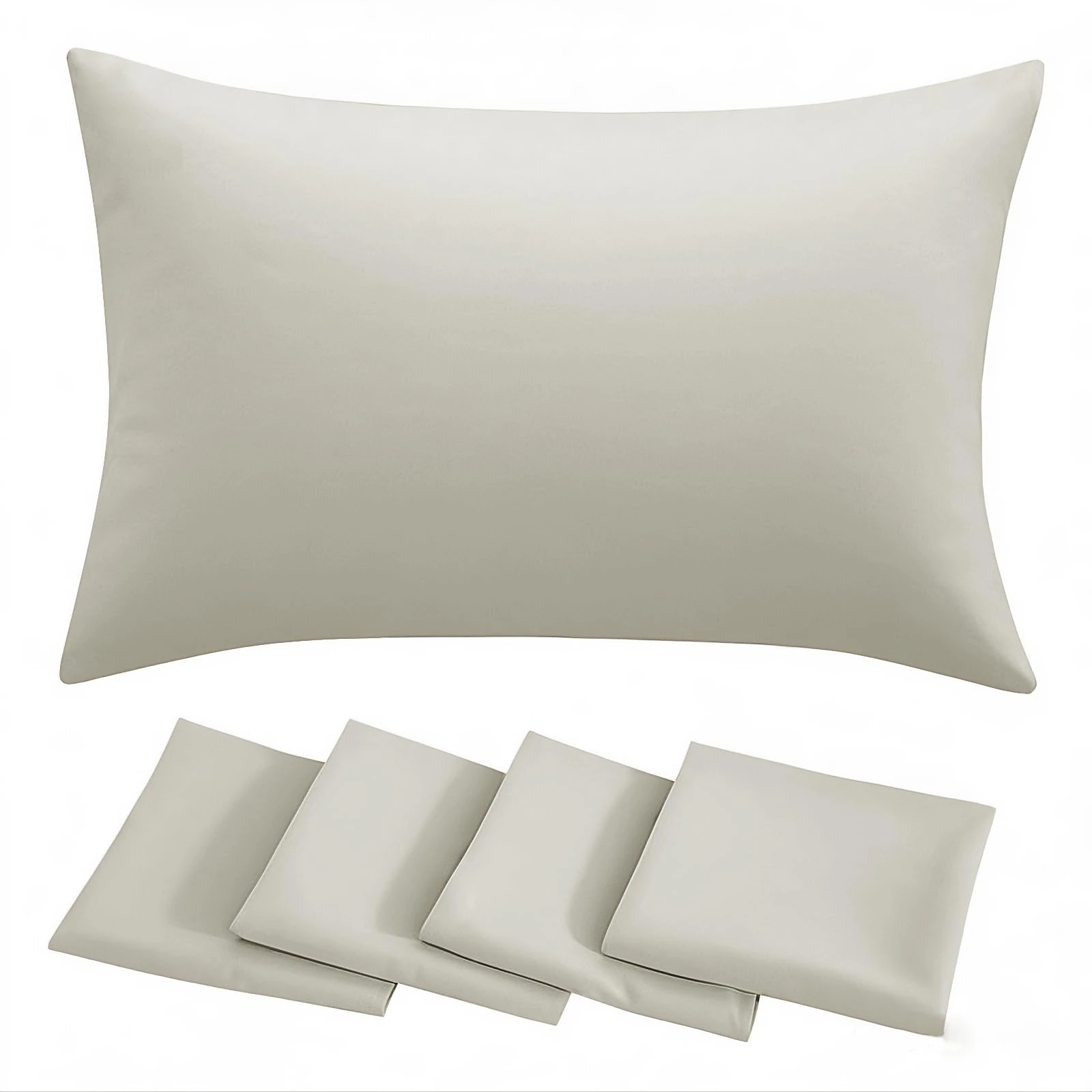 RUIKASI Beige Pillow Cases 4 Pack - Plain Pillowcases with Envelope Closure Breathable Premium Brushed Microfiber Set of 4 Pillow Covers Standard 50x75 cm