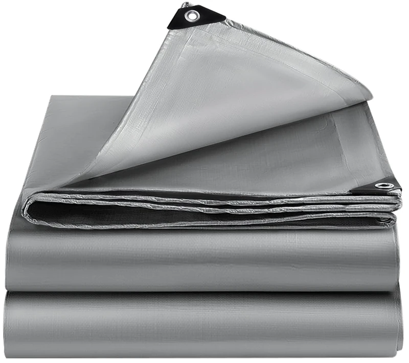 EEATUZTL Tarps Heavy Duty Waterproof, 12 Mil Silver Heavy Duty Tarps with Grommets Reinforced Edges, UV Resistant, Tear&Fade Resistant, Large Covers for Camping Patio Roof Boat Outdoors, 12 * 30FT