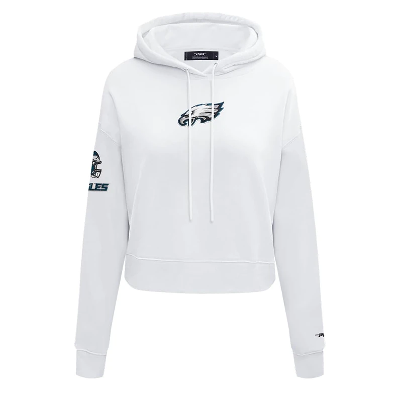 Pro Standard Womens NFL Philadelphia Eagles Classic Chenille Cropped Pullover Hoodie White M