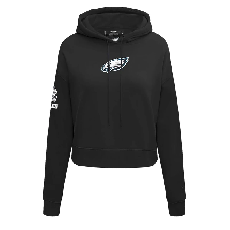 Pro Standard Womens NFL Philadelphia Eagles Classic Chenille Cropped Pullover Hoodie Black 2Xl - Image 1