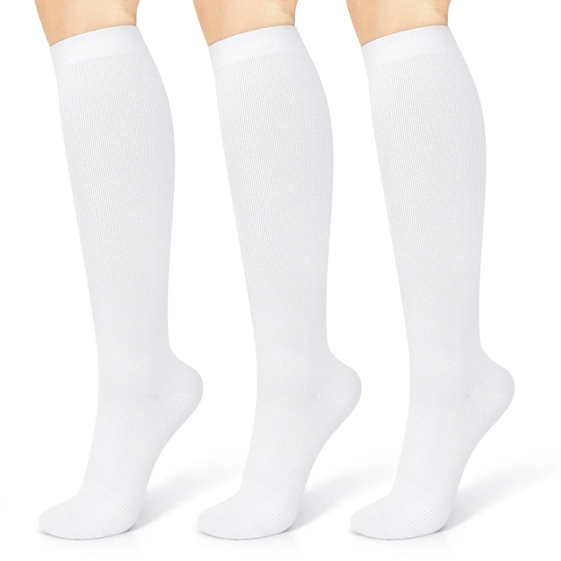 3 Pairs Compression Socks 15-20 mmhg for Men & Women, Support Socks Compression Stockings for Running, Swelling, Nurse, Flight, Nurses,Edema