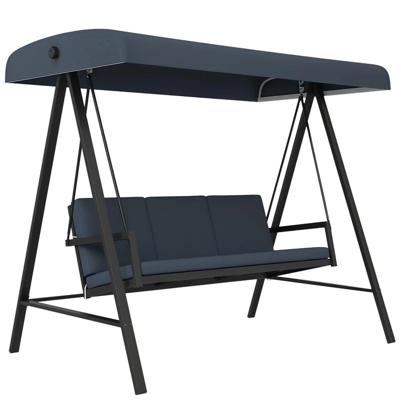 Outsunny 3 Seater Garden Swing Chair with Canopy - Dark Grey