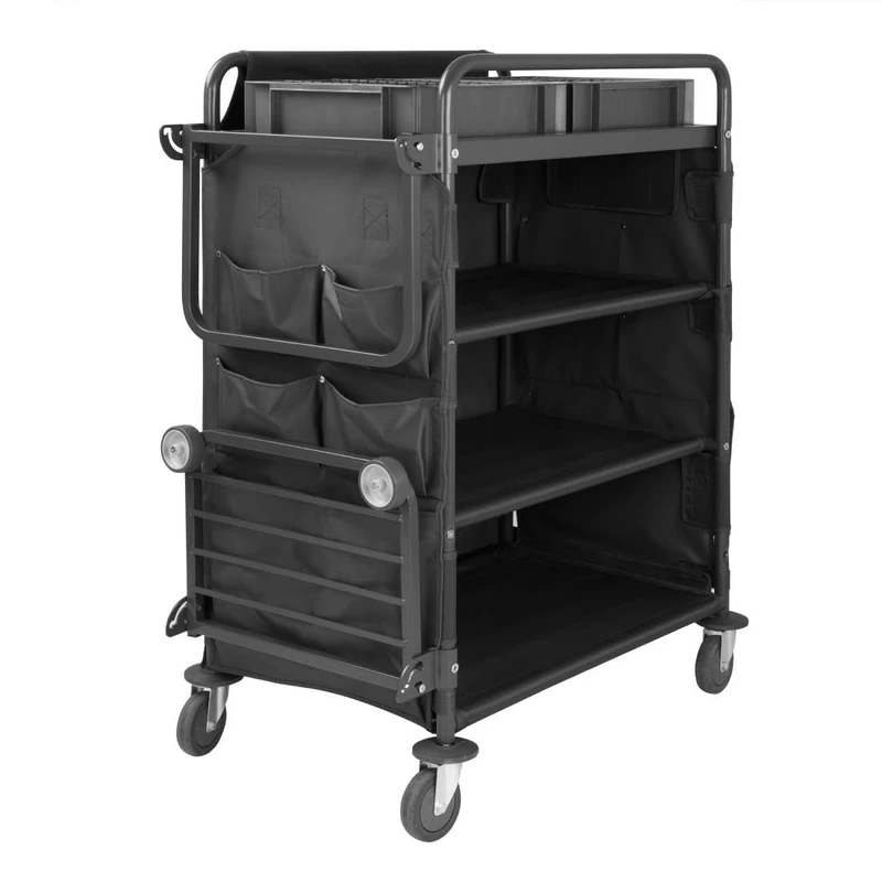 Jantex Compact Housekeeping Trolley - 3 Shelf Cleaning Cart