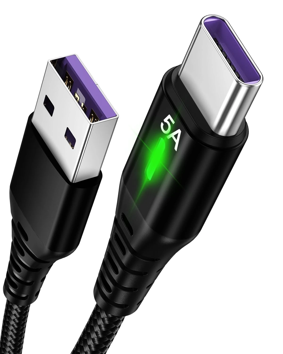 1 Meter USB-A to USB-C Charging Cable, Type C 5A Fast Charge Cable, USB2.0, 480Mbps Hight Speed Transfer, Pilot Lamp, Charger Cable for iPhone, Samsung, LG, Nexus, MacBook, Xbox, HTC, Sony