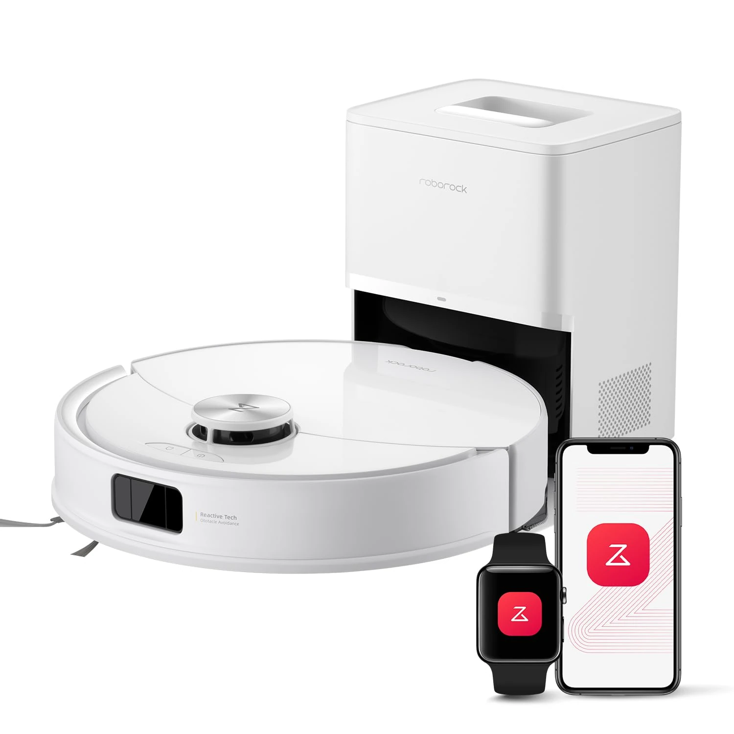 roborock Q10 S5+ Robot Vacuum, Self-Emptying, 10000Pa Suction, Up to 7 Weeks of Hands Free Cleaning, Dual Anti-Tangle Design, VibraRise 2.0&Auto Lifting Mopping System, Obstacle Avoidance (White)