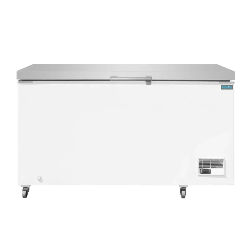 Polar G-Series Chest Freezer with Stainless Steel Lid 378Ltr - Energy Rating E, Easy Manual Defrost, LED Display, Noise Level 40 GP897