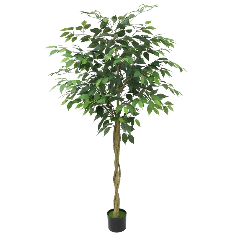 Hapihom 5 ft Artificial Banyan Tree, Artificial Ficus Trees for Indoor and Outdoor Use with Silk Leaves and PE Trunks, Artificial Banyan Trees as Decoration for Home, Office, Bedroom, Dining Room - Image 1