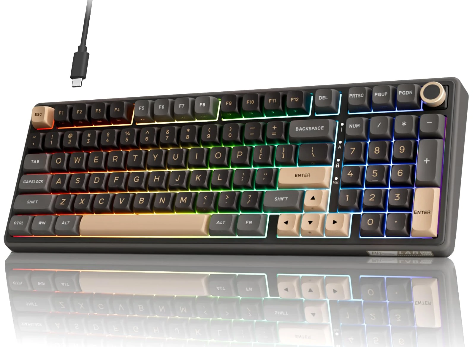 RK ROYAL KLUDGE R98 Pro Mechanical Keyboard, 96% Wired Gaming Keyboard RGB Backlit with Number Pad and Volume Knob, Gasket Mount, MDA Profile US Layout PBT Keycaps, Hot Swap Pre-lubed Linear Switch