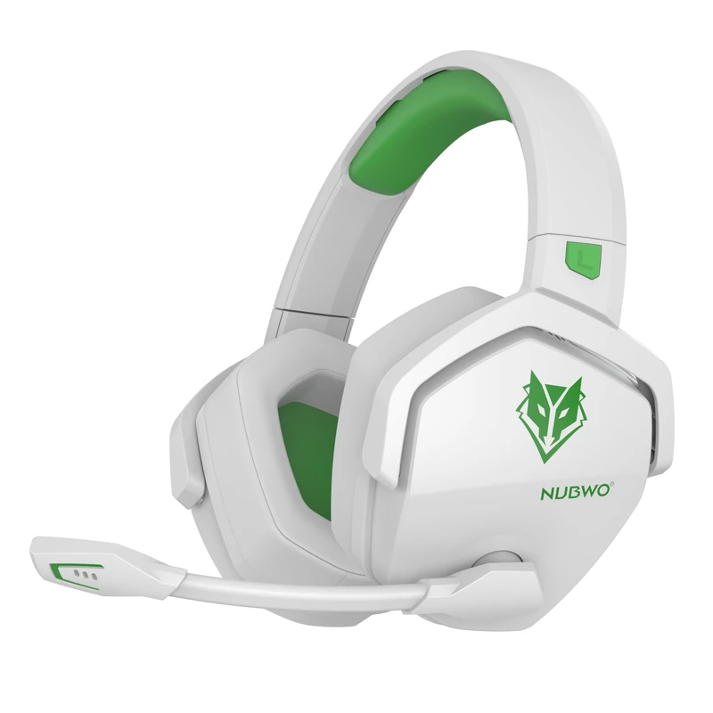 NUBWO G06 Dual Wireless Gaming Headset with Microphone for PS5, PS4, PC, Mobile, NS: 2.4 GHz Wireless + Bluetooth - 100 Hours - 50 mm Driver - White/Green