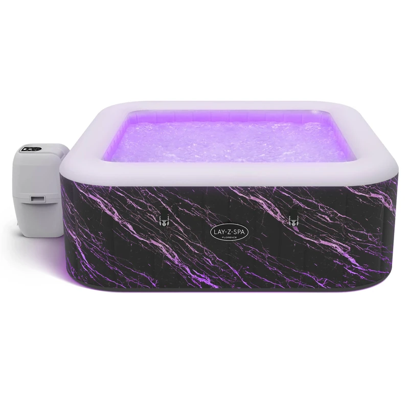 Lay-Z-Spa Florence Airjet Hot Tub with Built In LED Light System, 140 AirJet Massage System Inflatable Hot Tub With Freeze Shield Technology, 4-6 Person