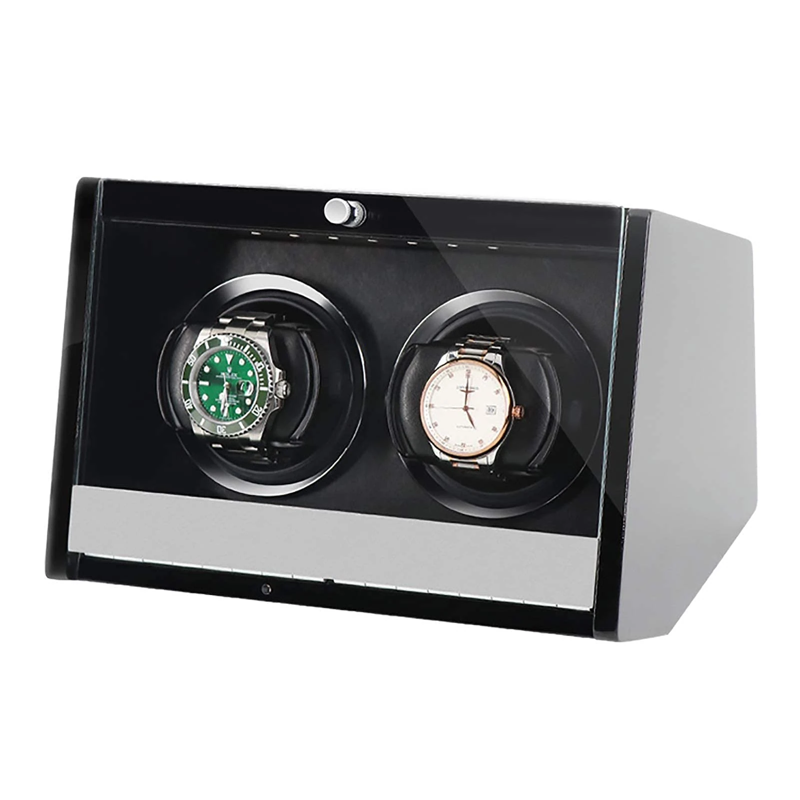 Aioneer Watch Winder Automatic Watch Winder Dual-Power Mechanical Watches Shaker Rotating Motor Box With Access Control Watch Winding Device With Led Atmosphere Light