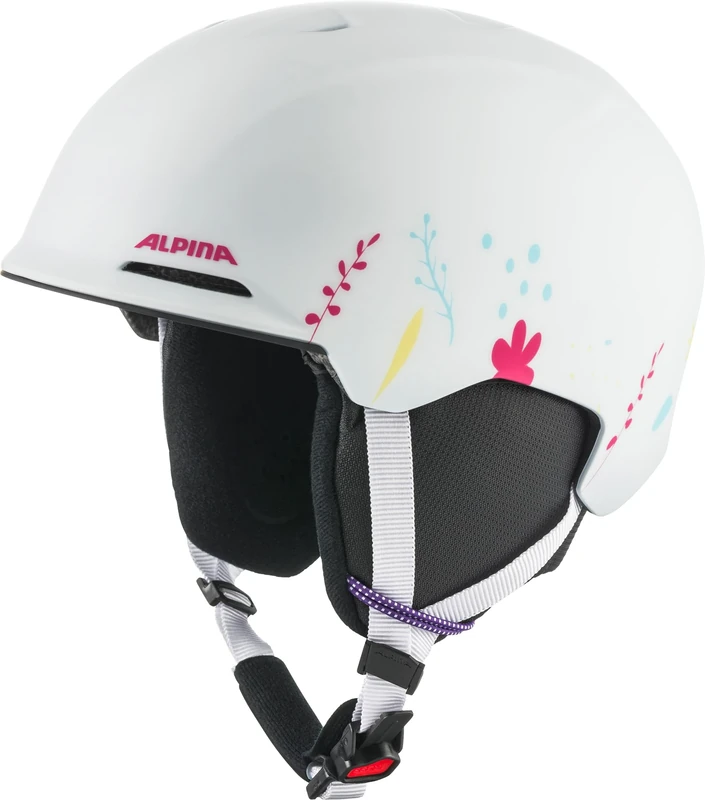 ALPINA Brix Jr – Safe and lightweight ski helmet for children, with removable ear pads, optimal shock absorption and good ventilation, white-graphic matt, M (55-59)