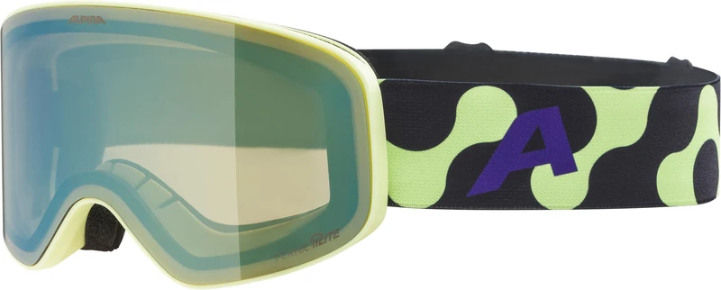 ALPINA FERNIE Q-LITE Mirrored Ski Goggles for Children, Contrast Enhancing & Polarised OTG Lenses, Ideal for Glasses Wearers, with 100% UV Protection, Matte Lime