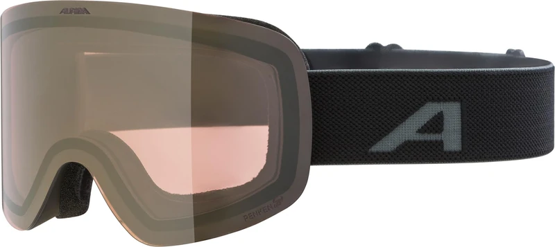 ALPINA PENKEN Q-LITE OTG Mirrored Ski Goggles with Enhanced Contrast and Polarized UV Protection for Adults, Black Matt