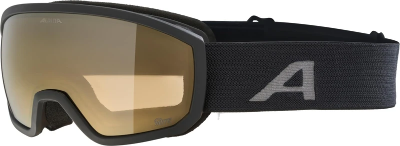 ALPINA Scarabeo JR. Q-Lite Mirrored OTG Ski Goggles for Children, Optimal Fit with Comfort Frame, with 100% UV Protection, Matte Black