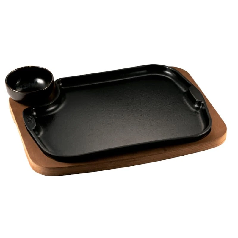 ILSA srl Enamelled Cast Iron Serving Dish with Wooden Tray