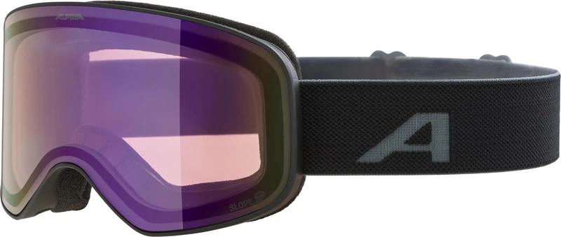 ALPINA Slope Q - Stylish Ski Goggles for Men and Women, Anti-Fog, Effective Air Circulation, Mirrored Lens, Matte Black