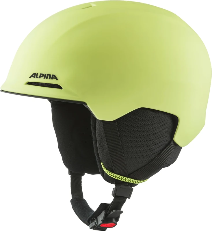 ALPINA Brix Jr – Safe and lightweight ski helmet for children, with removable ear pads, optimal shock absorption and good ventilation, sunny lime, S (51-55)
