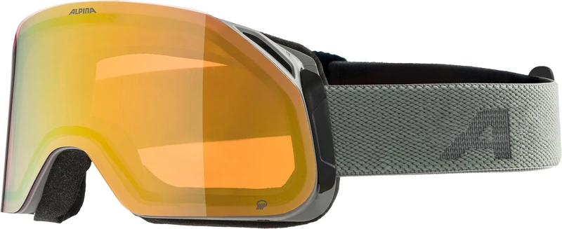 ALPINA BLACKCOMB Q Stylish Ski Goggles for Women and Men, Anti-fog, Effective Air Circulation, Mirrored Glass, Black Matt