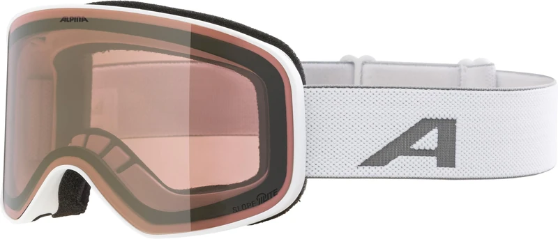 ALPINA Slope Q-Lite Stylish Ski Goggles for Men and Women, Anti-Fog, Effective Air Circulation, Mirrored Lens, Matte White