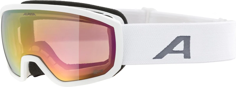 ALPINA Scarabeo JR. Q-Lite Mirrored OTG Ski Goggles for Children, Optimal Fit with Comfort Frame, with 100% UV Protection, Matte White