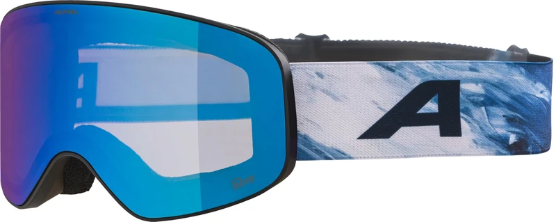 ALPINA Slope Q-Lite Stylish Ski Goggles for Men and Women, Anti-Fog, Effective Air Circulation, Mirrored Lens, Matte Black/Blue