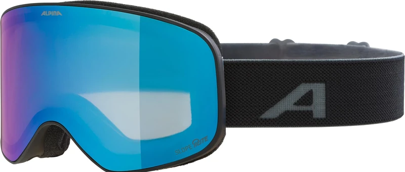 ALPINA Slope Q-Lite - Stylish Ski Goggles for Men and Women, Anti-Fog, Effective Air Circulation, Mirrored Lens, Blakc Matte