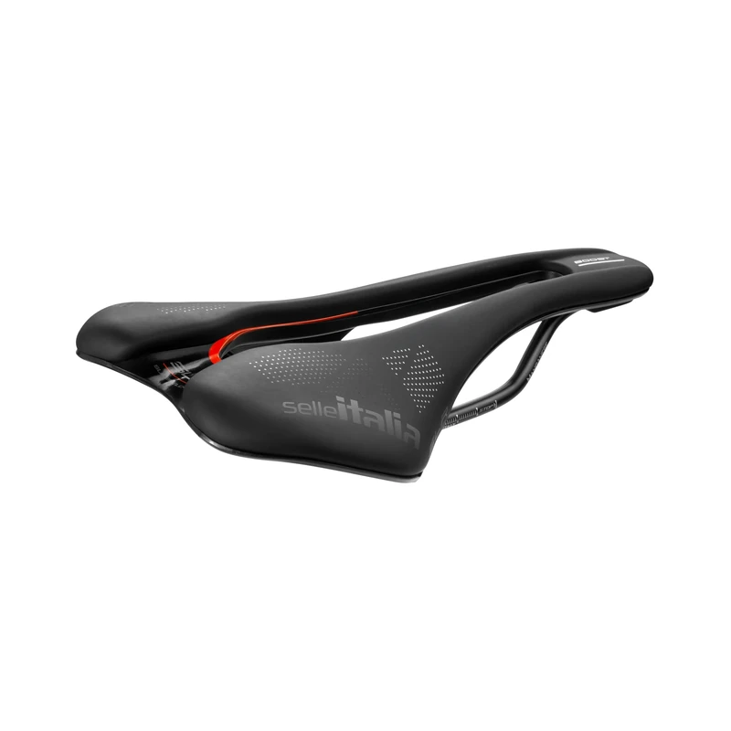 Selle Italia SLR Boost KC TM Superflow - Bicycle Saddle with Classic SLR Design, Gel Comfort & Superflow Hole, Chrome Manganese Frame - Size L3, Black/Red