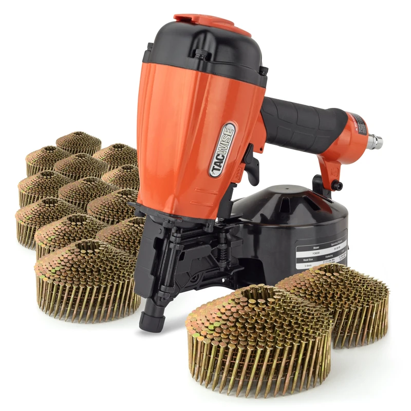 Tacwise 1796 FCN55V Air Coil Nailer with 5400 Type 2.1/38mm Galvanised Conical Top Coil Nails