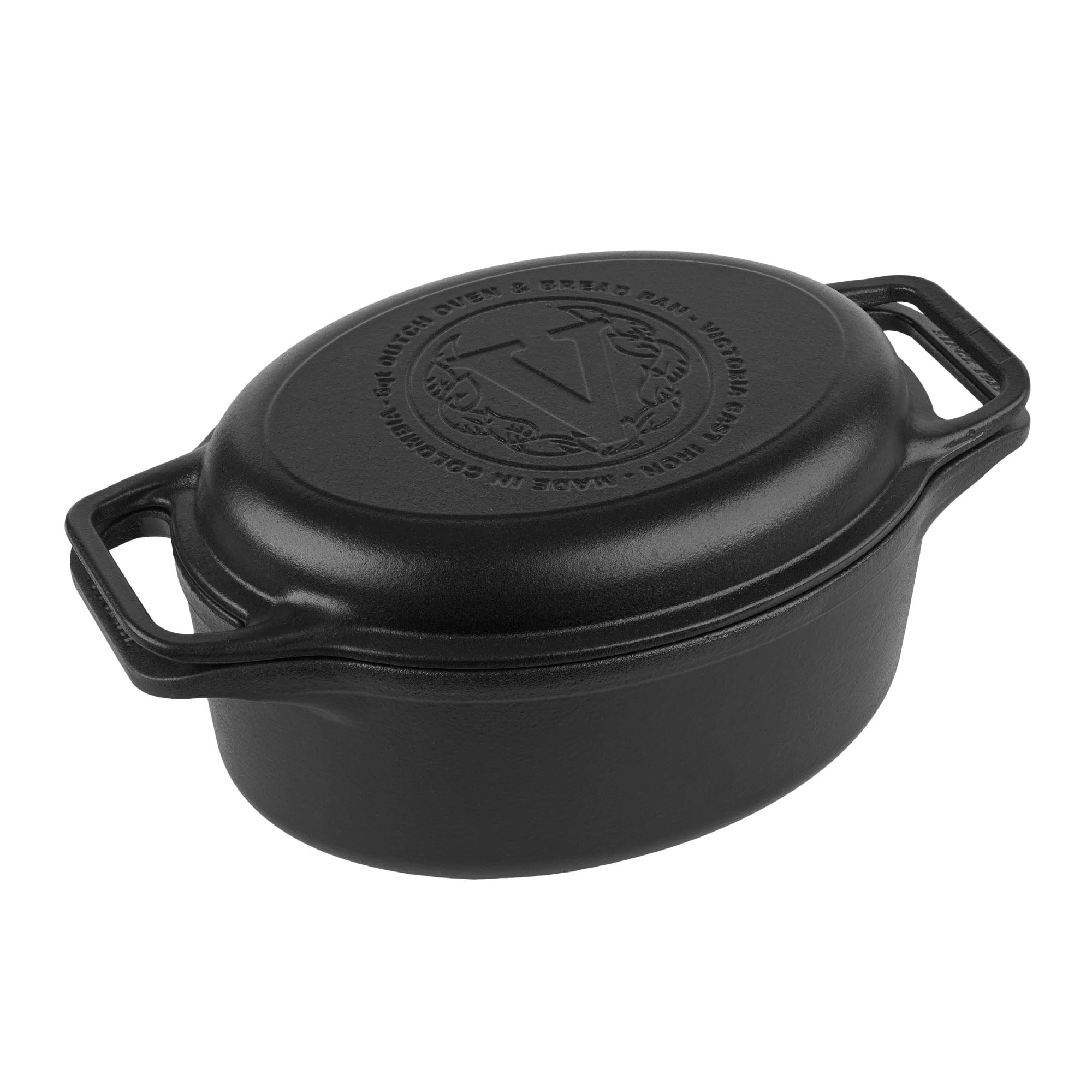 Victoria Dutch Oven Pot and Pan Induction Enamelled Cast Iron 31 cm Oval, Set of 2 Cocotte 5.7 L, PTFE and PFOA Free, Suitable for Fire, Barbecue, Oven, Ceramic Hob, Gas