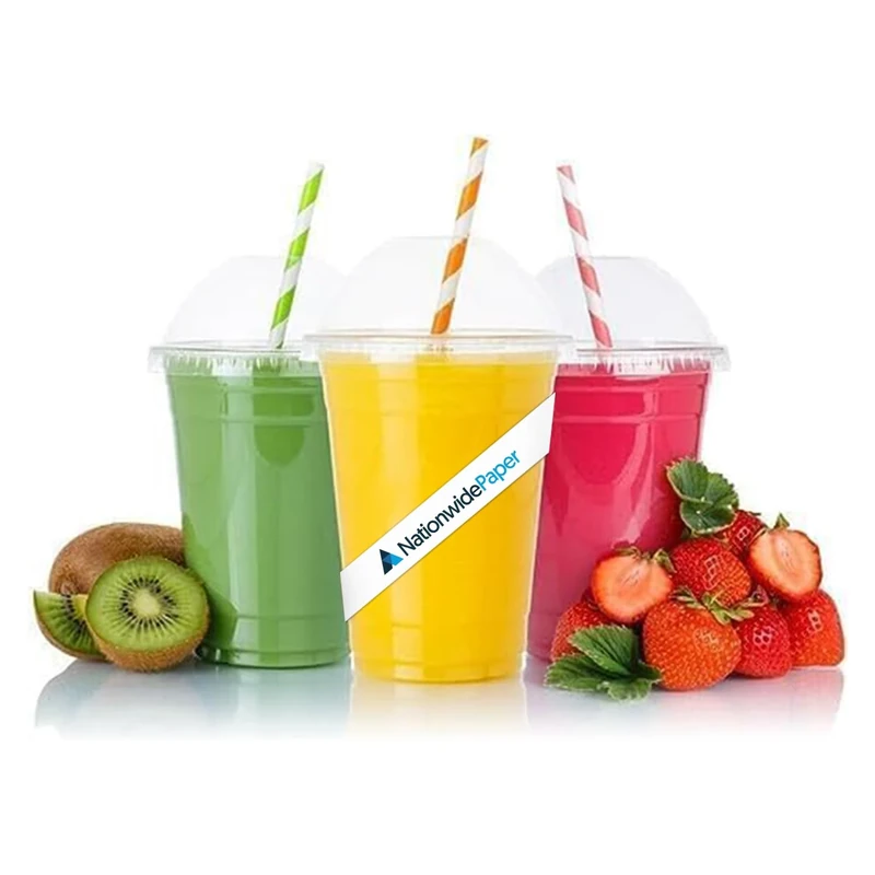 Nationwide Paper 10oz Smoothie Cups with Dome Lids – Clear Cups for Smoothies, Milkshakes, Cold Drinks and Slush - Perfect for Parties, Picnics and More (295ml) - Pack of 500