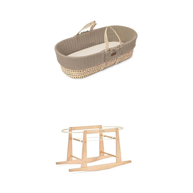 The Little Green Sheep Moses Basket Bundle - Truffle & Natural