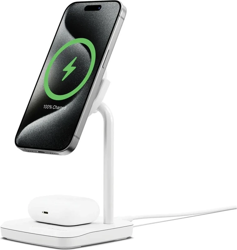 ChargeBase 3-in-1 Magnetic Wireless Charging Station, WC White, Qi2 Compatible