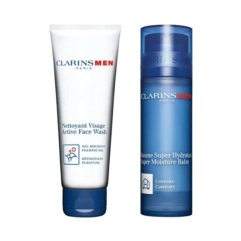 Bundle of Clarins ClarinsMen Active Face Wash Foaming Gel 125ml + Clarins ClarinsMen Super Moisture Balm 50ml
