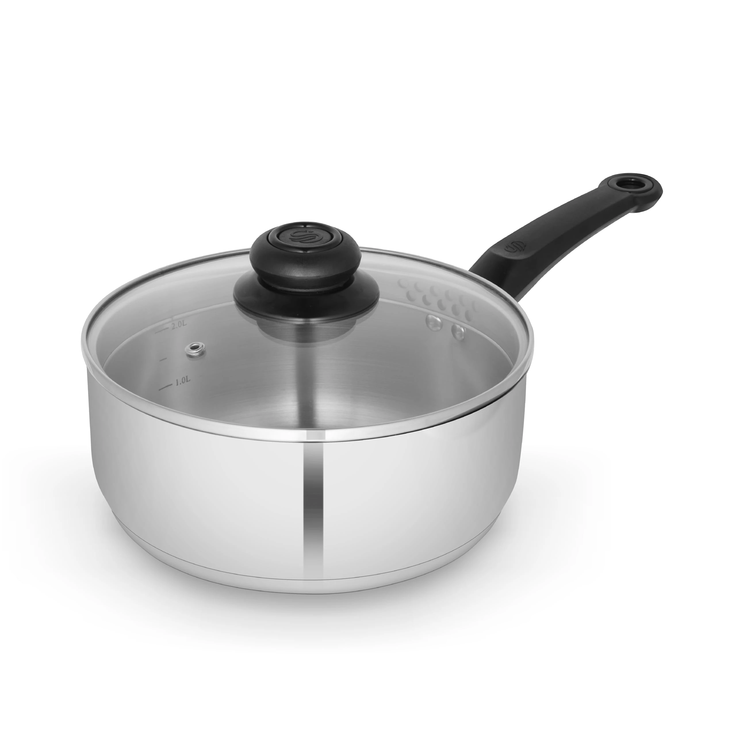 Swan SWPS5029SS Townhouse 18cm Stainless Steel Saucepan with Glass Lid, Suitable for All Hob Types (including induction), Dishwasher Safe, Stainless Steel