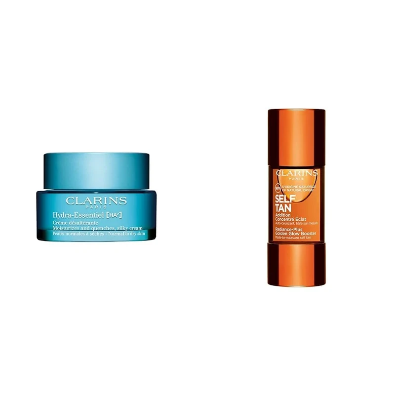 Bundle of Clarins Hydra-Essentiel [HA2] Silky Cream 50ml + Clarins Radiance-Plus Golden Glow Booster for Face 15ml