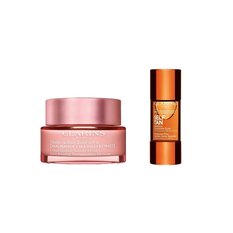 Bundle of Clarins Multi-Active Day Cream SPF15 50ml + Clarins Radiance-Plus Golden Glow Booster for Face 15ml
