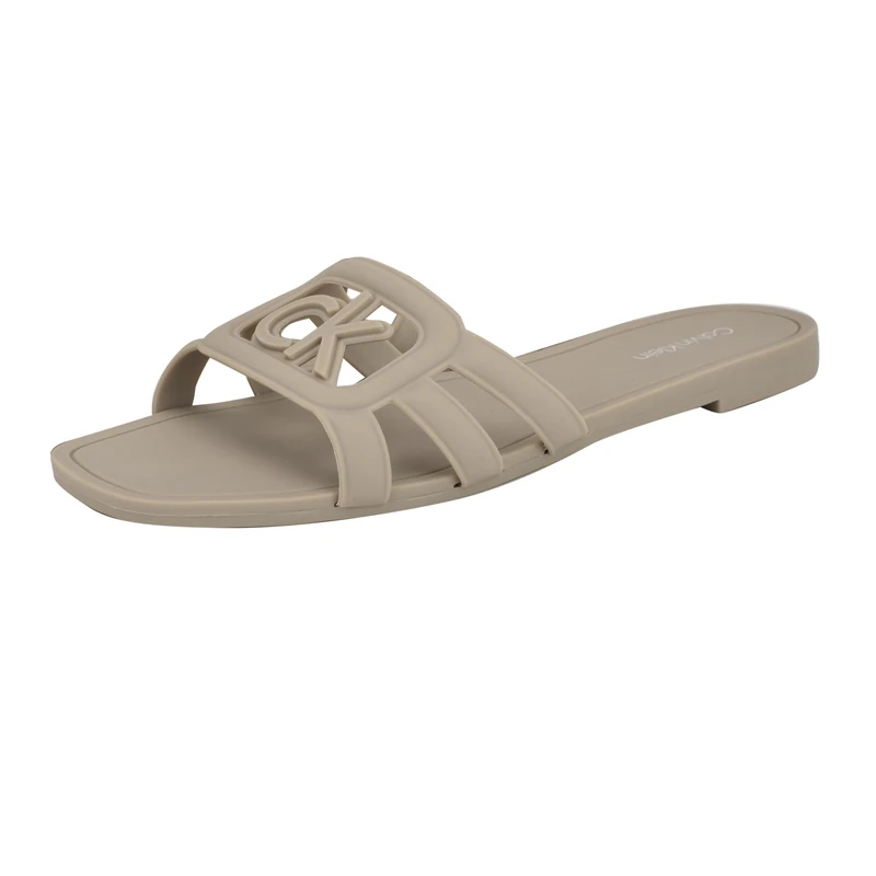 Calvin Klein Women's Yoana Flat Sandal, Light Natural 110, 9 UK