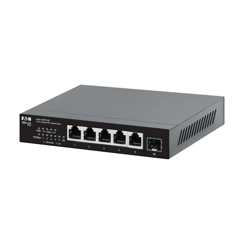 Eaton Tripp Lite NG5POE‑M2 2.5 Gbps 5‑Port Desktop Unmanaged Gigabit Ethernet Network Switch with PoE+, 70W, Metal Enclosure, Plug‑and‑Play, TAA‑Compliant (B0DWNLQ4SP)