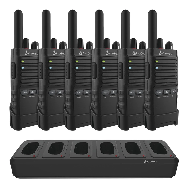 Cobra PX650 Professional Walkie Talkies (6-Pack) – PMR446 Rechargeable Business Two-Way Radios, 300,000 sq. ft/25 Floor Range, Dust Protected and Splashproof (IP54 rating), Black