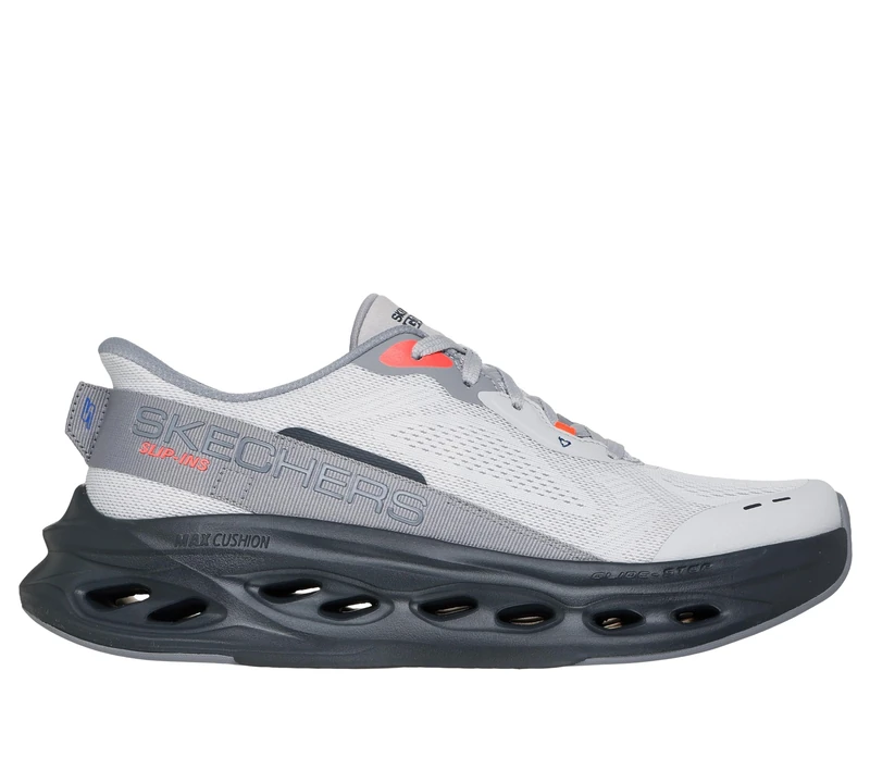 Skechers Men's MAX Cushioning Glide-Step Advert Trainers, Gray Black Textile/Synthetic, 7 UK