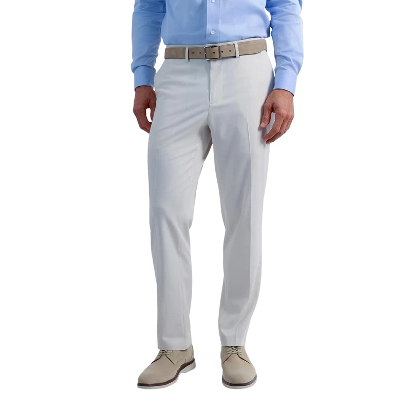 Haggar J.M Men's 4 Way Stretch Slim Fit Flat Front Dress Pant, Natural, 36W x 29L - Image 1