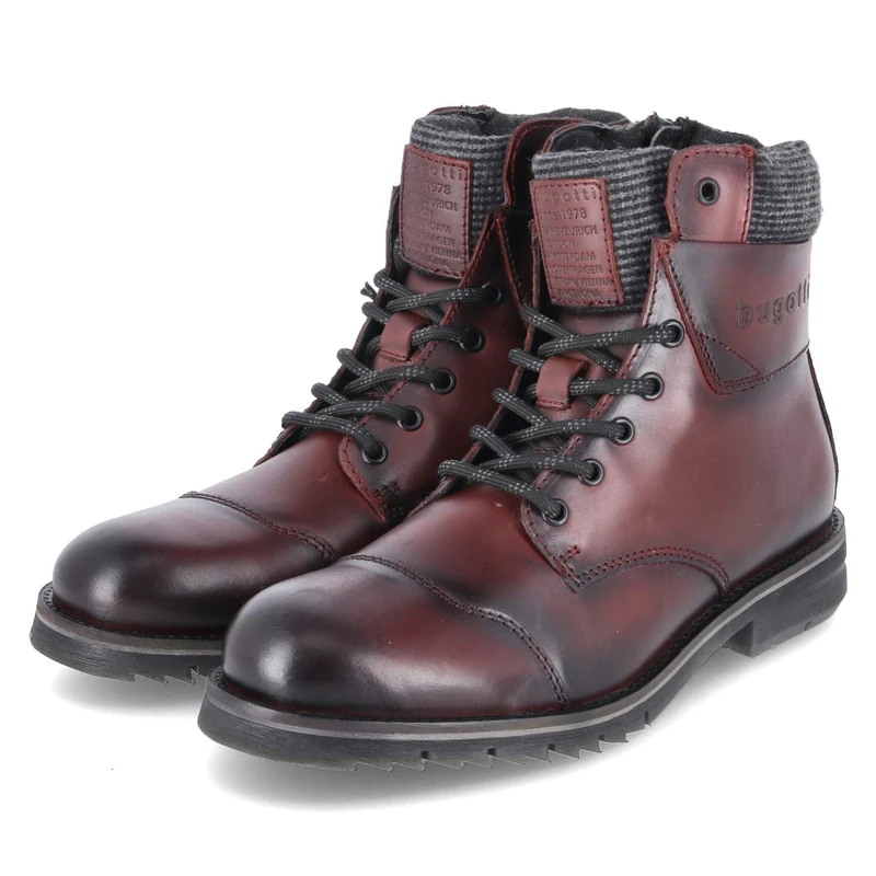 bugatti 321AUF301200-3100 Lace-Up Boots Leather & Textile Men in Brown, dunkelrot, 41 EU