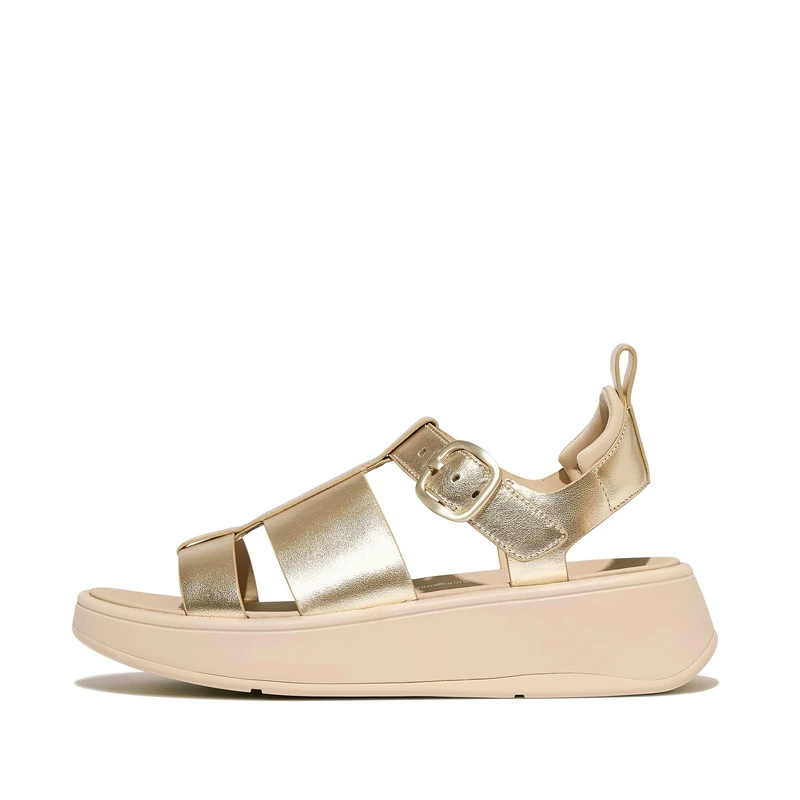 Fitflop F-MODE METALLIC LEATHER FLATFORM FISHERMAN SANDALS