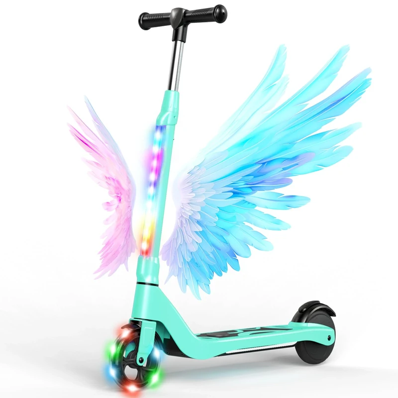 SISIGAD Electric Scooter for Kid Ages 6-10, Kids Electric Scooter with Adjustable Height, Teen Scooter with Light Up Wheels, Max Range 4KM and 10km/h Speed, Lightweight Kids for Boy Girls,Best Gift