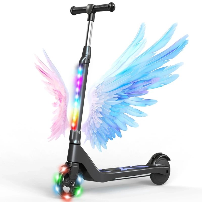 SISIGAD Electric Scooter for Kid Ages 6-10, Kids Electric Scooter with Adjustable Height, Teen Scooter with Light Up Wheels, Max Range 4KM and 10km/h Speed, Lightweight Kids for Boy Girls,Best Gift
