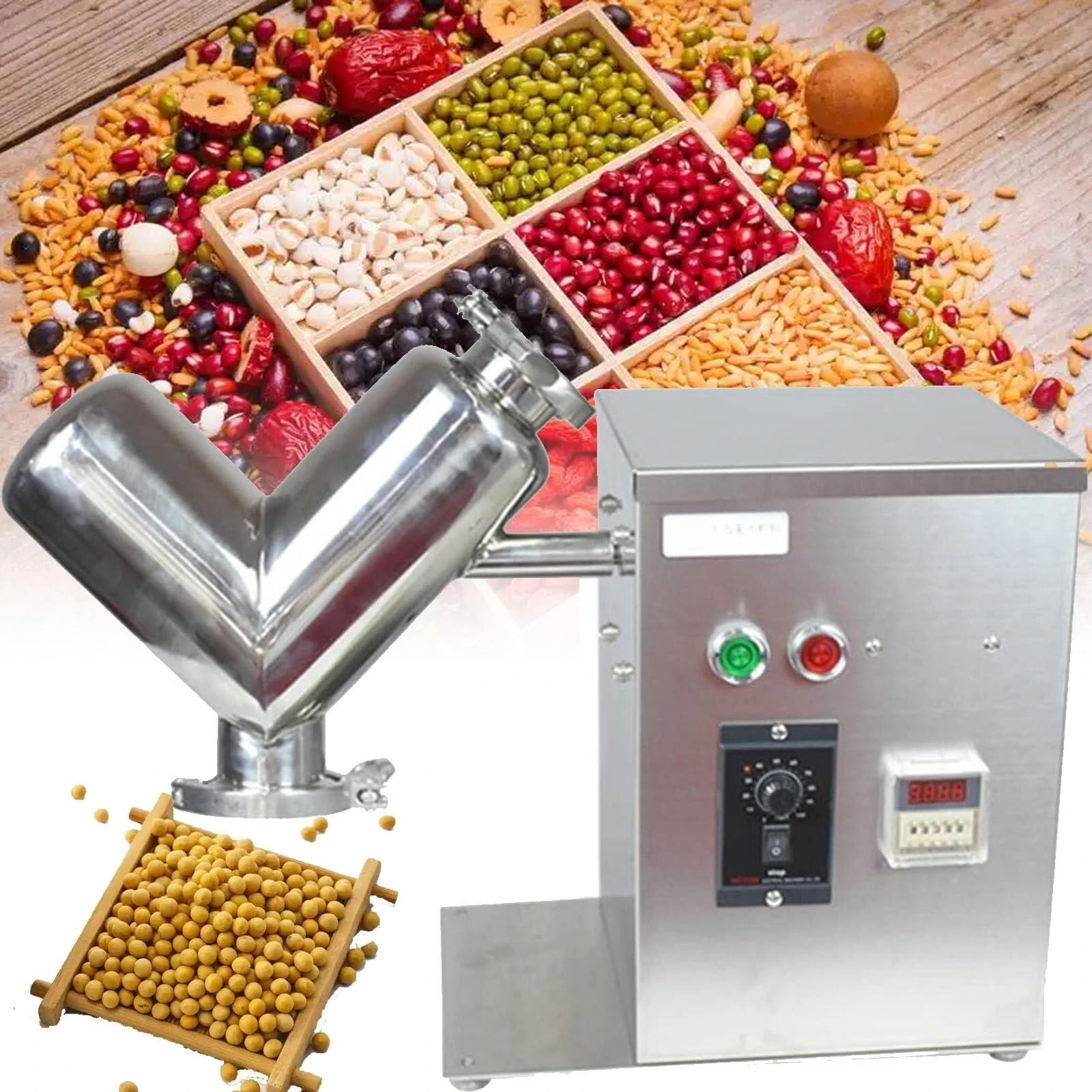 SaryEdge Electric Grain Grinder 2L Superfine Mill Stainless Steel & 24r/min Commercial Motor, for Herb/Spice/Nut/Cereal, Control panel(